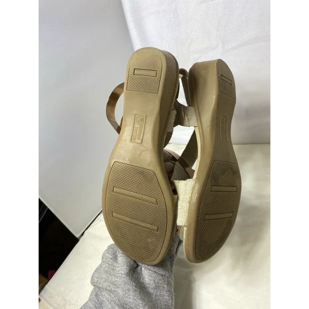 Mootsies Tootsies Womens Size 8M Khaki Sandals Strappy Slingback Flats IDAir